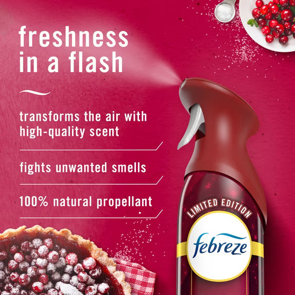 Febreze Odor-Fighting Air Freshener Spray, Room Spray, Cranberry Crumble Air Mist, 8.1 oz, 2ct