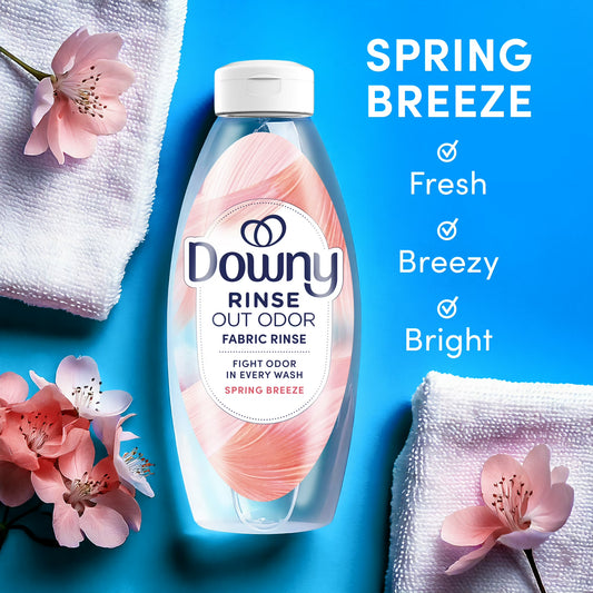 Downy Rinse Out Odor Laundry Rinse, Tackles Tough Odors, Spring Breeze Scent, 48 fl oz