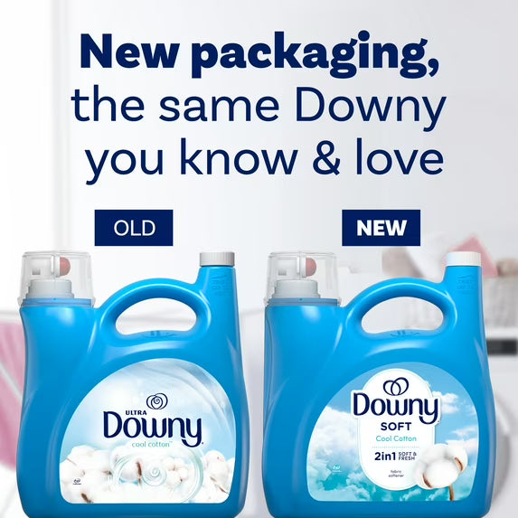 Downy Liquid Laundry Fabric Softener and Conditioner, Cool Cotton Scent, 140 fl oz, 190 Loads
