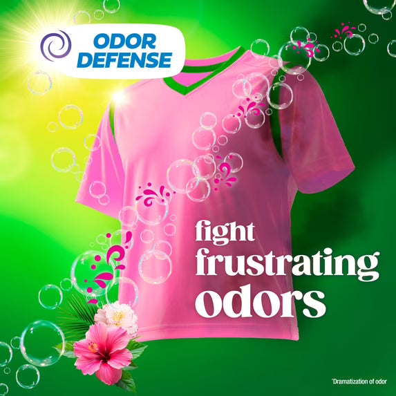 Gain Laundry Detergent Liquid, Now with Odor Defense, Happy Hibiscus Scent, 81 fl oz, 61 Loads