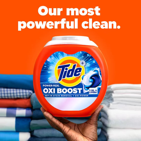 Tide PODS Laundry Detergent Pacs, Oxi Boost Power PODS with Stain Remover and Oxi Power, 45 count