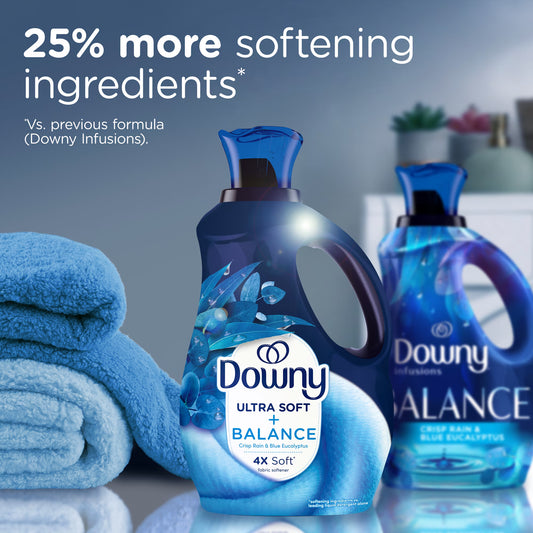 Downy Ultra Soft Liquid Fabric Softener, Balance, Crisp Rain & Blue Eucalyptus, 93 fl oz, 138 Loads