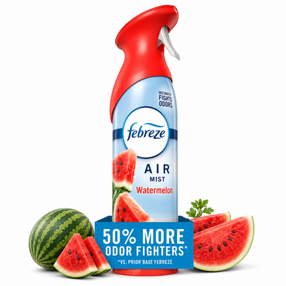 Hero image 12 of Febreze Air Mist Air Freshener Spray, Watermelon Scent, 8.1oz, 12 of 14     100+ bought since yesterday, try a subscription Overall pick Visit the Febreze Store Febreze Air Mist Air Freshener Spray, Watermelon Scent, 8.1oz