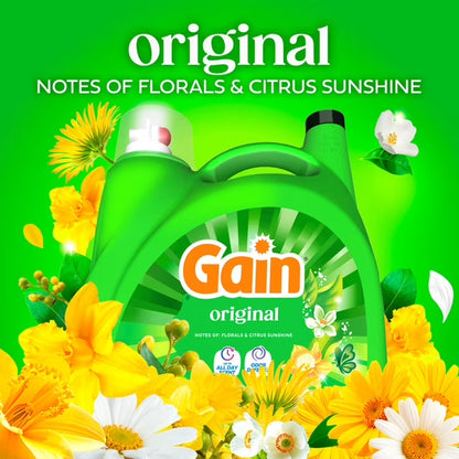 Gain Laundry Detergent Liquid, Now with Odor Defense, Original Scent, 132 fl oz, 100 Loads