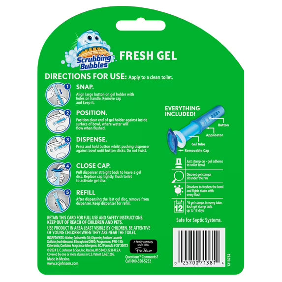 Scrubbing Bubbles Automatic Toilet Bowl Cleaner, Rainshower, 6 Gel Stamps