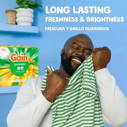 Gain Powder Laundry Detergent, Island Fresh, 82 oz, 89 Loads