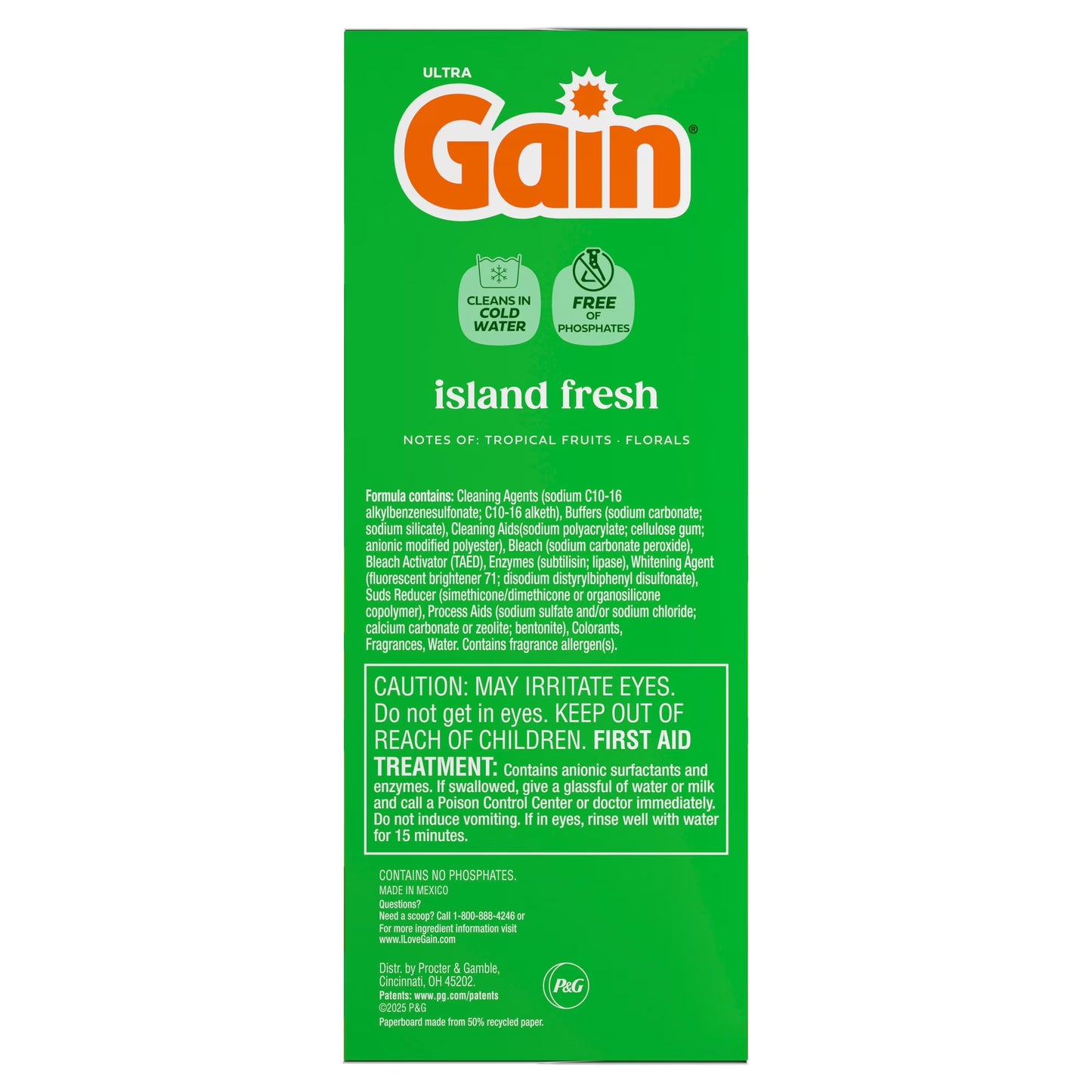 Gain Powder Laundry Detergent, Island Fresh, 82 oz, 89 Loads