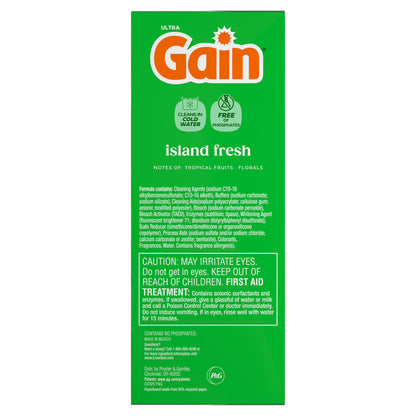 Gain Powder Laundry Detergent, Island Fresh, 82 oz, 89 Loads