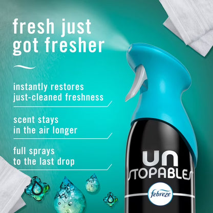 Febreze Air Mist Air Freshener Spray, Unstopables Fresh, 8.1oz, 2 Count