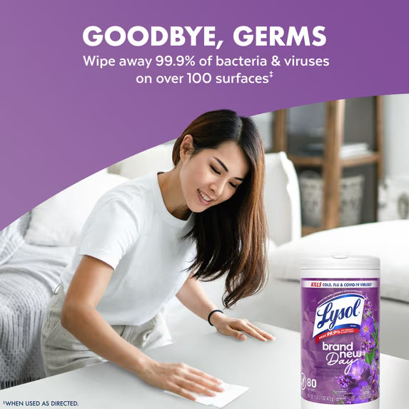 Lysol Disinfecting Wipes, Lavender & Cotton Blossom, 80 Count