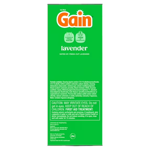 Gain Powder Laundry Detergent, Lavender, 123 oz, 133 Loads