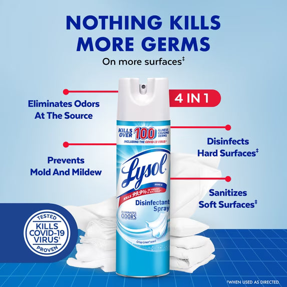 Lysol Disinfectant Spray, Crisp Linen, 19 oz (2 Pack)