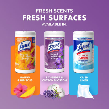 Lysol Disinfecting Wipes, Lavender & Cotton Blossom, 80 Count