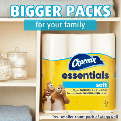 Charmin Essentials Soft Toilet Paper, 12 Mega Rolls, 330 Sheets Each