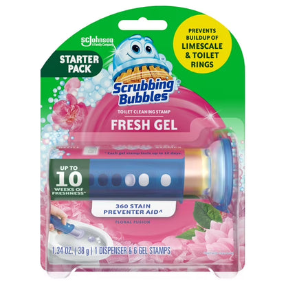 Scrubbing Bubbles Fresh Gel Toilet Cleaning Stamp, Floral Fusion, 6 Gel Stamps, 1.34 oz