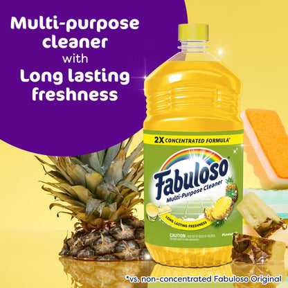 Fabuloso 2X Multi-Purpose Cleaner, Pineapple Scent, 2 Pack, 56 fl oz Each