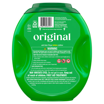 Gain Plus Flings Laundry Detergent Liquid Washing Pacs, Gain's Best All-In-One Clean, Original Scent, 45 Count