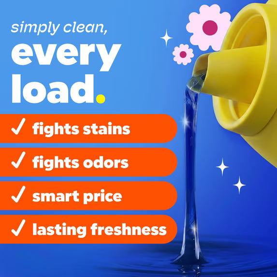 Tide Simply Laundry Detergent Liquid, Clean & Fresh, Berry Blossom Scent, 138 Loads, 173 fl oz