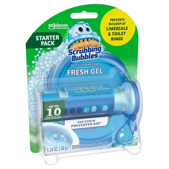 Scrubbing Bubbles Automatic Toilet Bowl Cleaner, Rainshower, 6 Gel Stamps