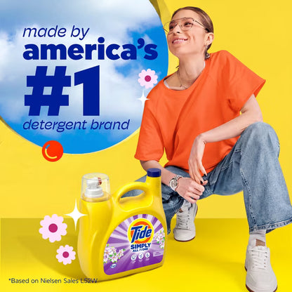 Tide Simply Laundry Detergent Liquid, Clean & Fresh, Berry Blossom Scent, 138 Loads, 173 fl oz