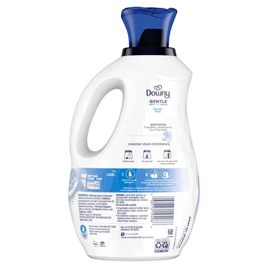 Downy Gentle Soft + Fresh Liquid Fabric Softener, Ocean Mist Scent, 44 fl oz, 66 Loads