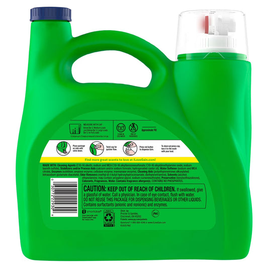 Gain Plus Liquid Laundry Detergent, Now with Odor Defense + OXI, Moonlight Breeze Scent, 99 fl oz, 75 Loads