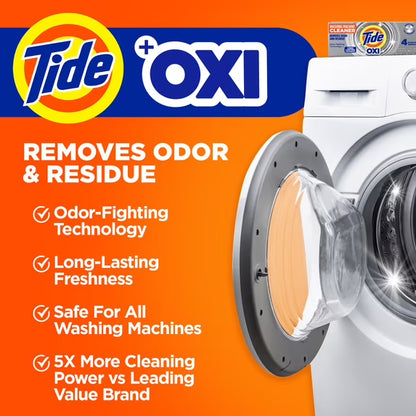 Hero image 7 of Tide Washing Machine Cleaner with Oxi Powder, Odor Eliminator and Washer Residue Remover, 4 Count, 7 of 9     2K+ bought since yesterday Overall pick Visit the Tide Store Tide Washing Machine Clean