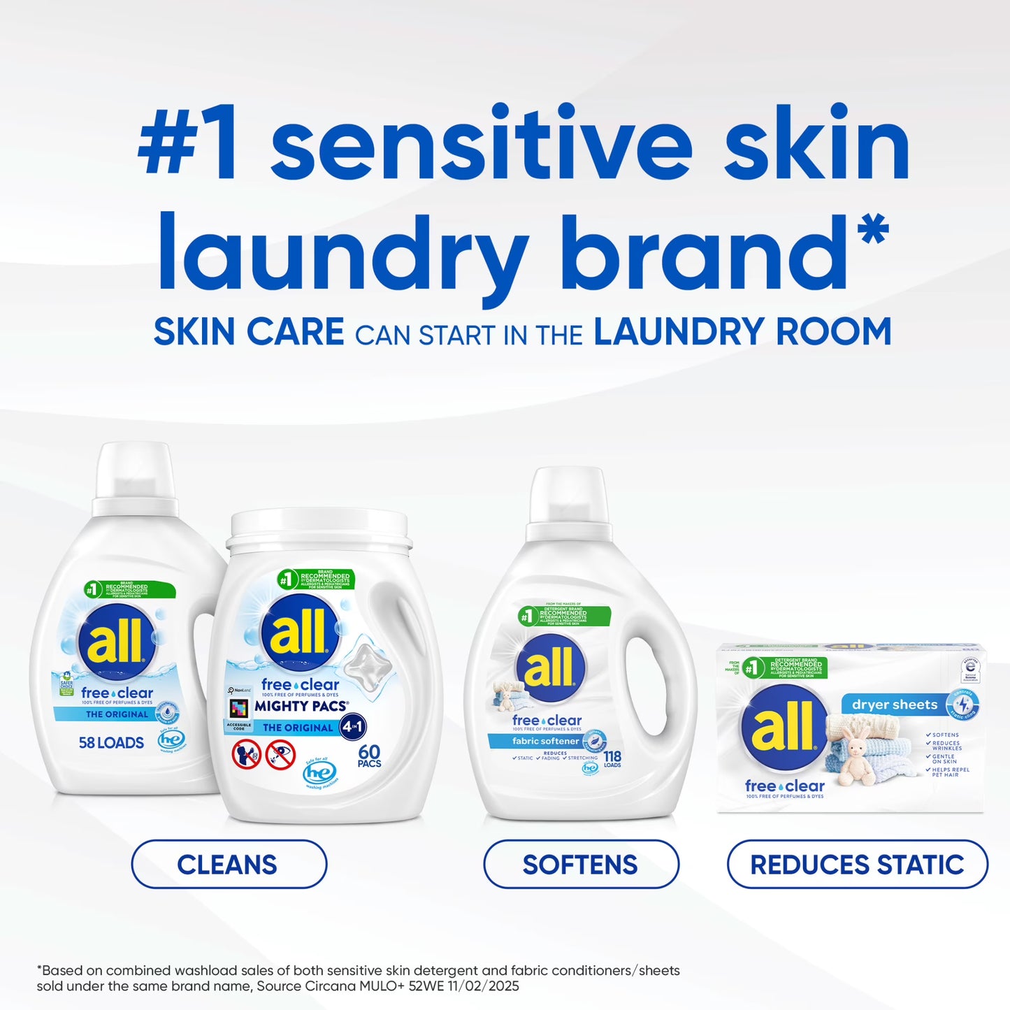 All Free Clear Liquid Laundry Detergent, 73 oz, 58 Loads