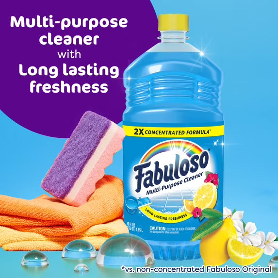 Fabuloso 2X Multi-Purpose Cleaner, Tropical Spring Scent, 3 Pack, 56 fl oz Each