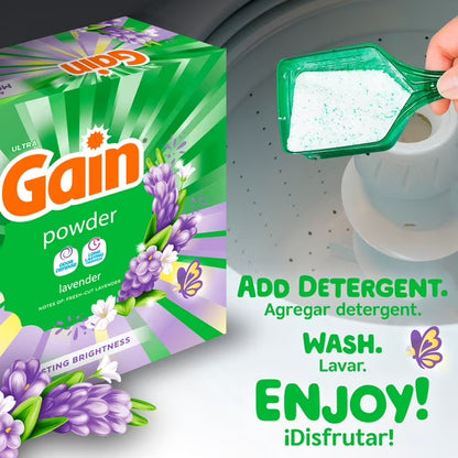 Gain Powder Laundry Detergent, Lavender, 123 oz, 133 Loads