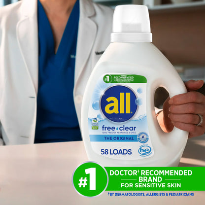 All Free Clear Liquid Laundry Detergent, 73 oz, 58 Loads