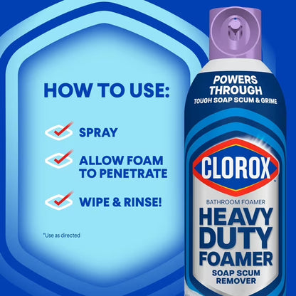 Clorox Bathroom Foamer Soap Scum Remover, Lavender, 20 oz