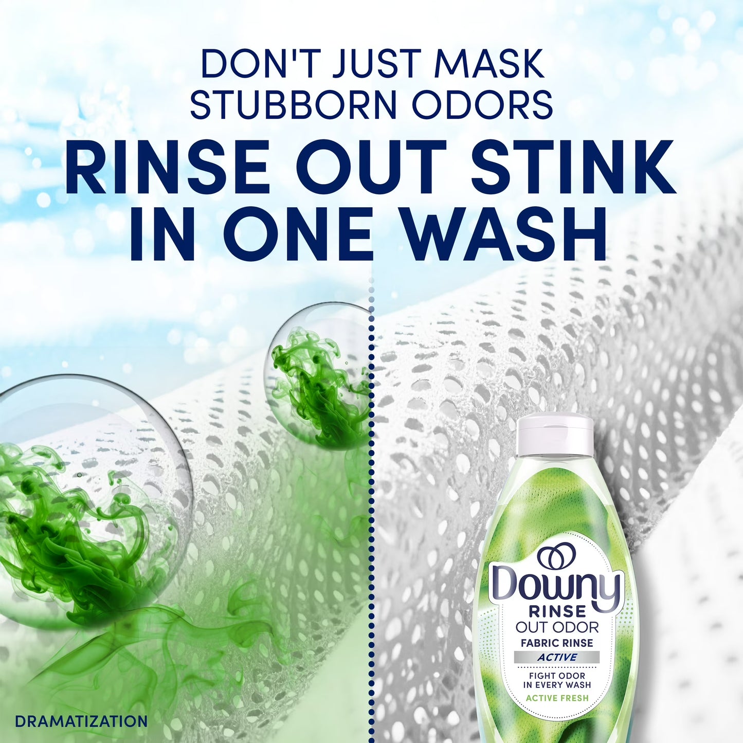 Downy Rinse Out Odor Laundry Rinse, Tackles Tough Odors and Refreshes, Active Fresh Scent, 62 fl oz