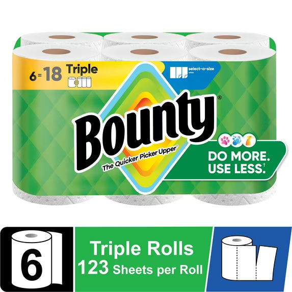 Bounty Paper Towels Select-a-Size, 6 Triple Rolls