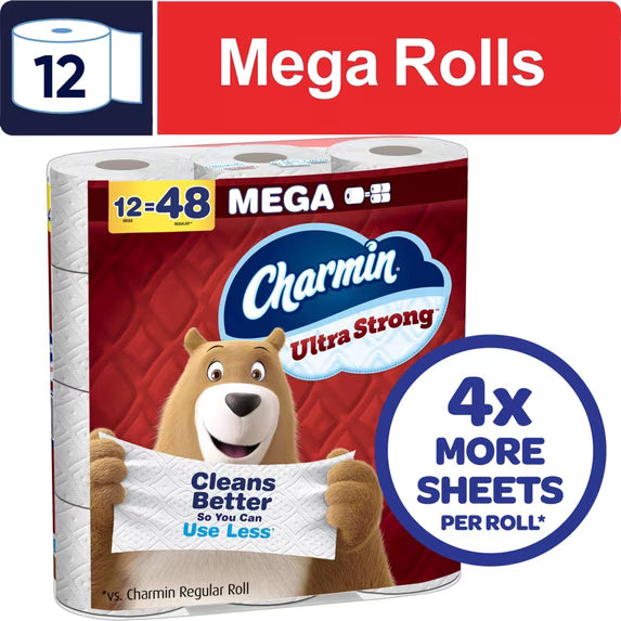 Charmin Ultra Strong Toilet Paper, 12 Mega Rolls, 220 Sheets/Roll