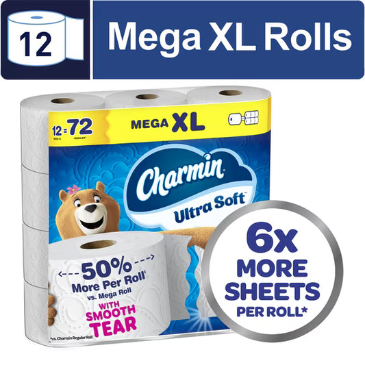 Toilet Paper Ultra Soft, 12 Mega XL Rolls