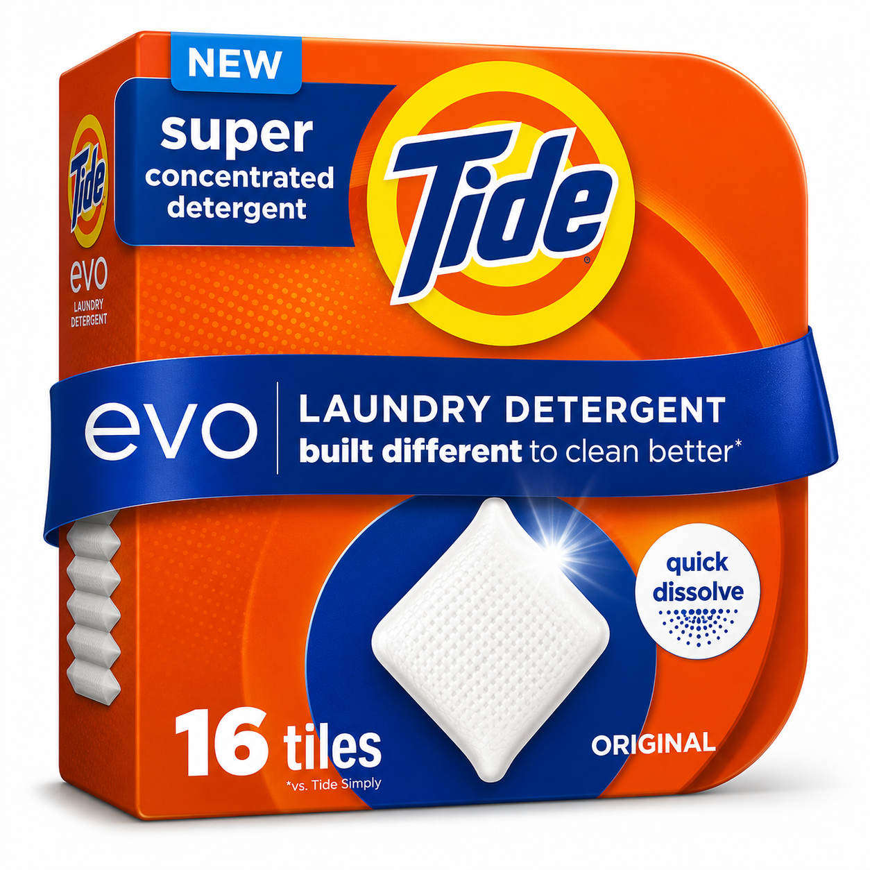 Tide evo Laundry Detergent Tiles, 100% Concentrated, Original Tide Scent, 16 Count