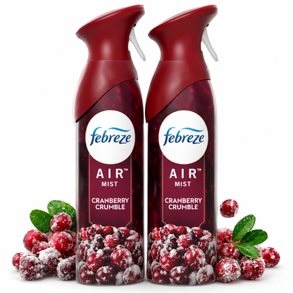 Febreze Odor-Fighting Air Freshener Spray, Room Spray, Cranberry Crumble Air Mist, 8.1 oz, 2ct