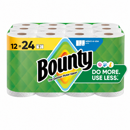 Bounty Paper Towels Select-A-Size White, 12 Double Rolls, 82 Sheets per Roll