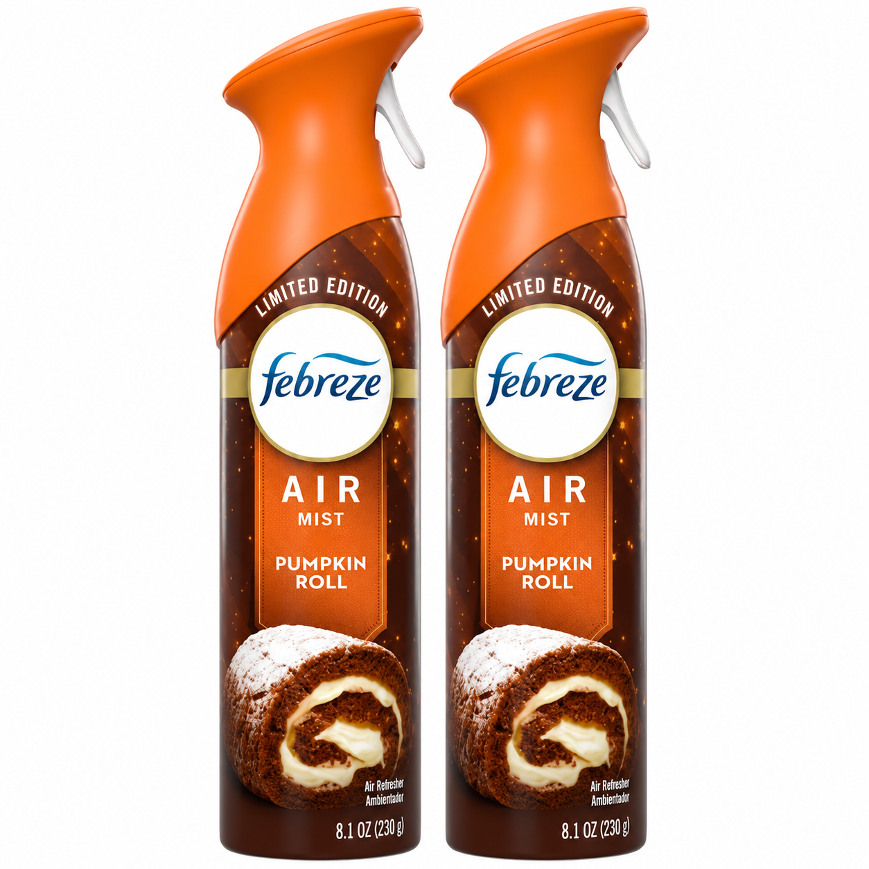 Febreze Odor-Fighting Air Freshener Spray, Room Spray, Pumpkin Roll Air Mist, 8.1 oz, 2ct