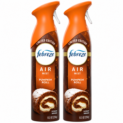Febreze Odor-Fighting Air Freshener Spray, Room Spray, Pumpkin Roll Air Mist, 8.1 oz, 2ct