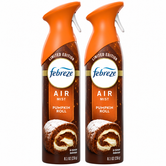 Febreze Odor-Fighting Air Freshener Spray, Room Spray, Pumpkin Roll Air Mist, 8.1 oz, 2ct