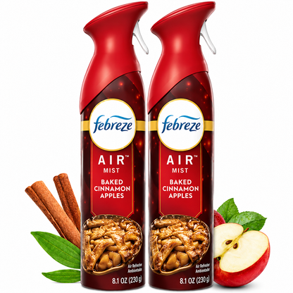 Febreze Air Freshener Spray, Baked Cinnamon Apple Scent, 8.1oz, 2 Count
