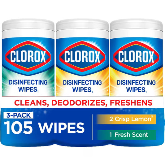 Clorox Disinfecting Wipes Variety Pack, Fresh & Lemon, 35 ct, 3 Pack