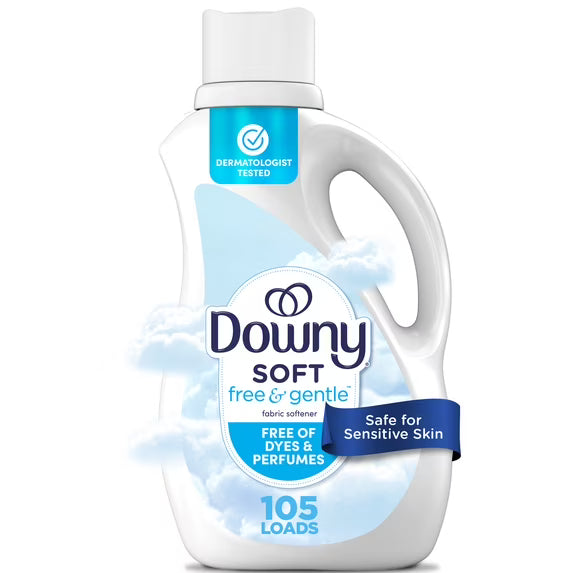 Downy Free & Gentle Fabric Softener, 77 fl oz, 105 Loads, Hypoallergenic