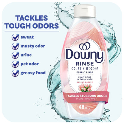 Downy Rinse Out Odor Laundry Rinse, Tackles Tough Odors, Spring Breeze Scent, 48 fl oz