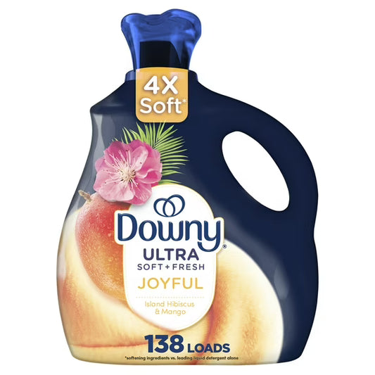 Downy Ultra Soft and Fresh Liquid Fabric Softener, Island Hibiscus and Mango Scent, 93 fl oz, 138 Loads