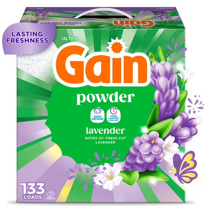 Gain Powder Laundry Detergent, Lavender, 123 oz, 133 Loads