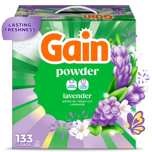 Gain Powder Laundry Detergent, Lavender, 123 oz, 133 Loads