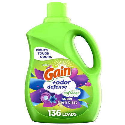 Gain Odor Defense Fabric Softener, Super Fresh Blast, 100 fl oz, 136 Loads